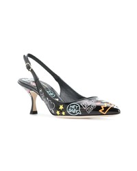 schwarze bedruckte Leder Pumps von Dolce & Gabbana