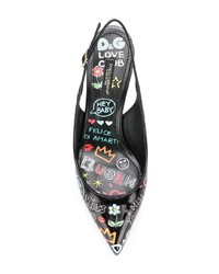 schwarze bedruckte Leder Pumps von Dolce & Gabbana