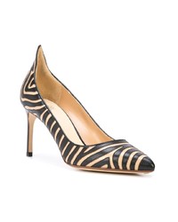 schwarze bedruckte Leder Pumps von Francesco Russo