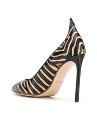 schwarze bedruckte Leder Pumps von Francesco Russo