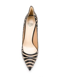 schwarze bedruckte Leder Pumps von Francesco Russo