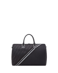 schwarze bedruckte Leder Reisetasche von Fendi