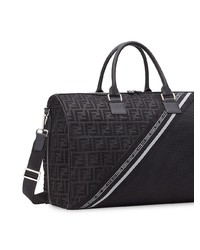 schwarze bedruckte Leder Reisetasche von Fendi