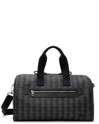 schwarze bedruckte Leder Reisetasche von Lacoste