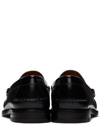 schwarze bedruckte Leder Slipper mit Quasten von Gucci