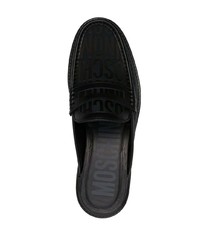 schwarze bedruckte Leder Slipper von Moschino