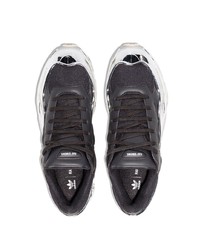 schwarze bedruckte Leder Sportschuhe von Adidas By Raf Simons