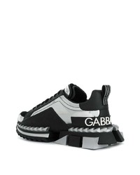 schwarze bedruckte Leder Sportschuhe von Dolce & Gabbana