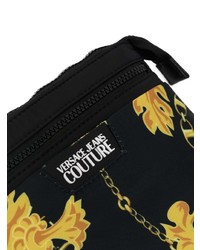 schwarze bedruckte Leder Umhängetasche von VERSACE JEANS COUTURE