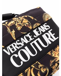 schwarze bedruckte Leder Umhängetasche von VERSACE JEANS COUTURE