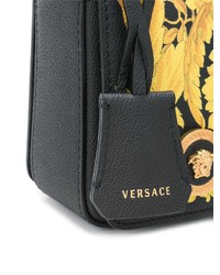 schwarze bedruckte Leder Umhängetasche von Versace