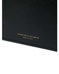 schwarze bedruckte Leder Umhängetasche von Charlotte Olympia