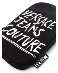 schwarze bedruckte Leder Umhängetasche von VERSACE JEANS COUTURE
