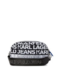 schwarze bedruckte Leder Umhängetasche von KARL LAGERFELD JEANS