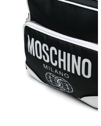 schwarze bedruckte Leder Umhängetasche von Moschino