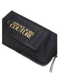 schwarze bedruckte Leder Umhängetasche von VERSACE JEANS COUTURE