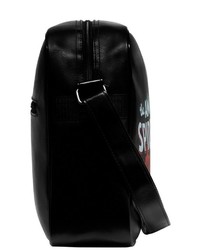 schwarze bedruckte Leder Umhängetasche von Logoshirt