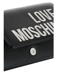 schwarze bedruckte Leder Umhängetasche von Love Moschino