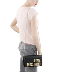 schwarze bedruckte Leder Umhängetasche von Love Moschino