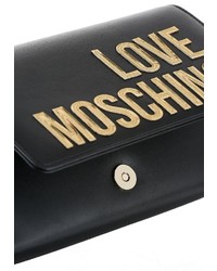 schwarze bedruckte Leder Umhängetasche von Love Moschino