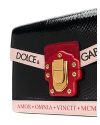 schwarze bedruckte Leder Umhängetasche von Dolce & Gabbana