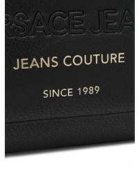 schwarze bedruckte Leder Umhängetasche von Versace Jeans