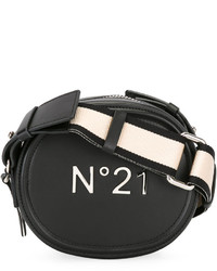 schwarze bedruckte Leder Umhängetasche von No.21
