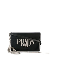 schwarze bedruckte Leder Umhängetasche von Prada