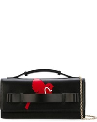 schwarze bedruckte Leder Umhängetasche von RED Valentino