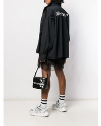 schwarze bedruckte Leder Umhängetasche von Off-White