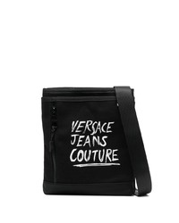 schwarze bedruckte Leder Umhängetasche von VERSACE JEANS COUTURE