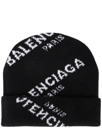 schwarze bedruckte Mütze von Balenciaga
