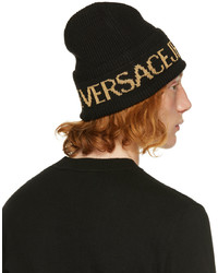 schwarze bedruckte Mütze von VERSACE JEANS COUTURE