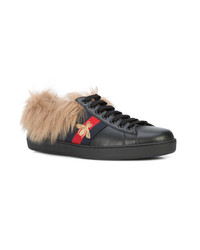 schwarze bedruckte niedrige Sneakers von Gucci