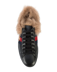 schwarze bedruckte niedrige Sneakers von Gucci