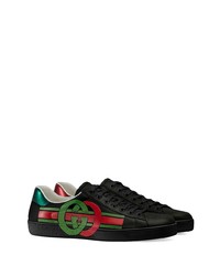 schwarze bedruckte niedrige Sneakers von Gucci