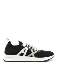 schwarze bedruckte niedrige Sneakers von Armani Exchange