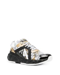 schwarze bedruckte niedrige Sneakers von VERSACE JEANS COUTURE