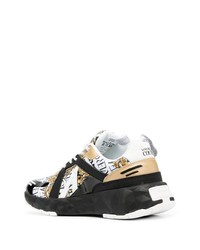 schwarze bedruckte niedrige Sneakers von VERSACE JEANS COUTURE