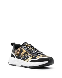 schwarze bedruckte niedrige Sneakers von VERSACE JEANS COUTURE