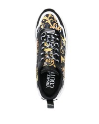 schwarze bedruckte niedrige Sneakers von VERSACE JEANS COUTURE