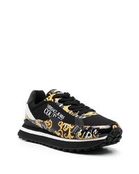 schwarze bedruckte niedrige Sneakers von VERSACE JEANS COUTURE