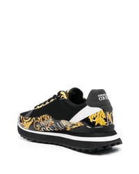 schwarze bedruckte niedrige Sneakers von VERSACE JEANS COUTURE