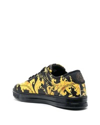 schwarze bedruckte niedrige Sneakers von VERSACE JEANS COUTURE