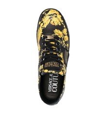 schwarze bedruckte niedrige Sneakers von VERSACE JEANS COUTURE