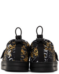 schwarze bedruckte niedrige Sneakers von VERSACE JEANS COUTURE