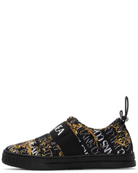 schwarze bedruckte niedrige Sneakers von VERSACE JEANS COUTURE