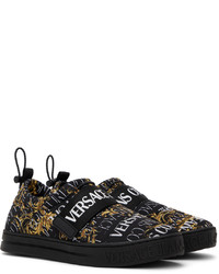 schwarze bedruckte niedrige Sneakers von VERSACE JEANS COUTURE