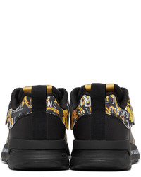 schwarze bedruckte niedrige Sneakers von VERSACE JEANS COUTURE