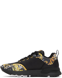 schwarze bedruckte niedrige Sneakers von VERSACE JEANS COUTURE